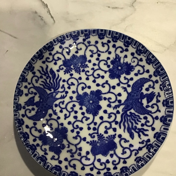 Vintage Japanese Flying Phoenix Blue trinket dish Retired - Picture 1 of 4